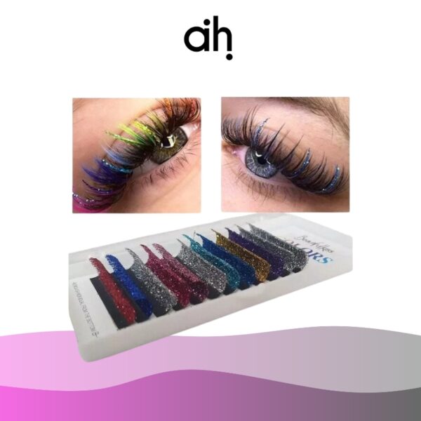 Extensiones de pestañas individuales con glitter