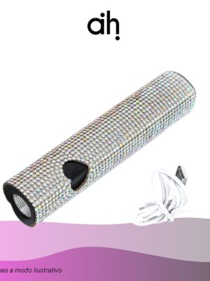 Linterna UV/LED recargable corazon con strass