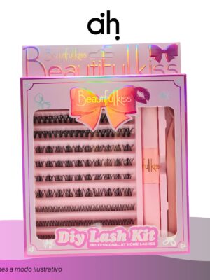 Kit Extensiones Pestañas Postiza Cluster Color Negro Mix